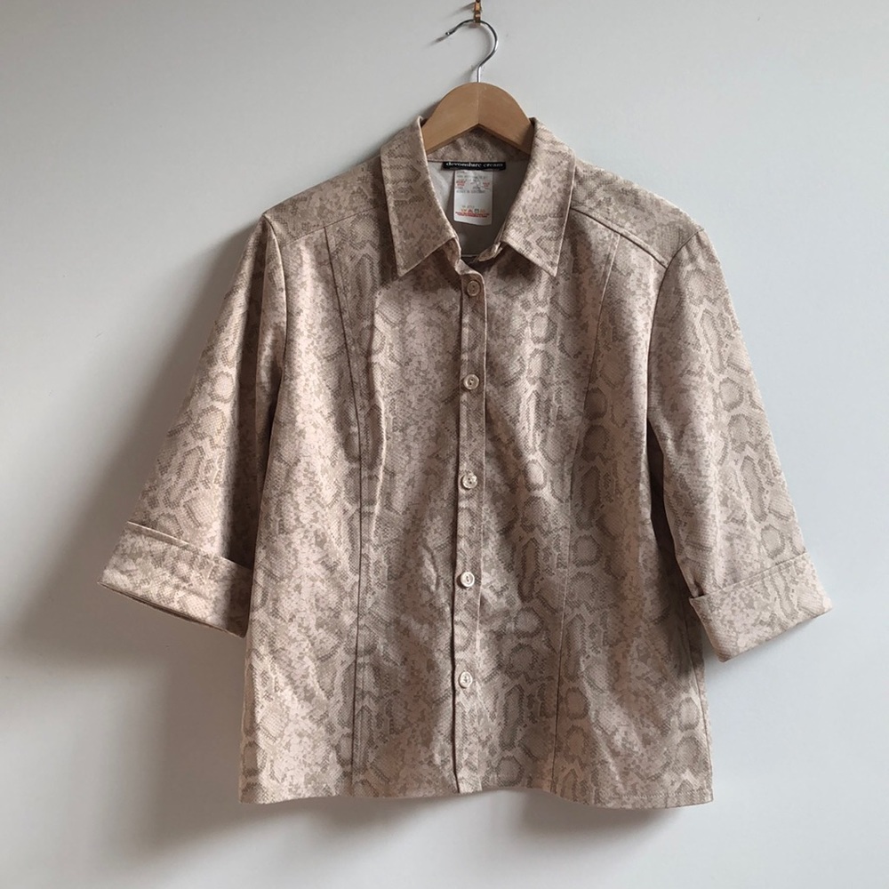 Devonshire Cream snake skin shirt jacket, size 14 (fits like M)